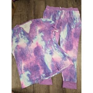 Little Sleepies Women's Short Sleeve Jogger Pants Pajamas Pink Blue Purple XL